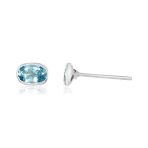 Aquamarine Silver Studs