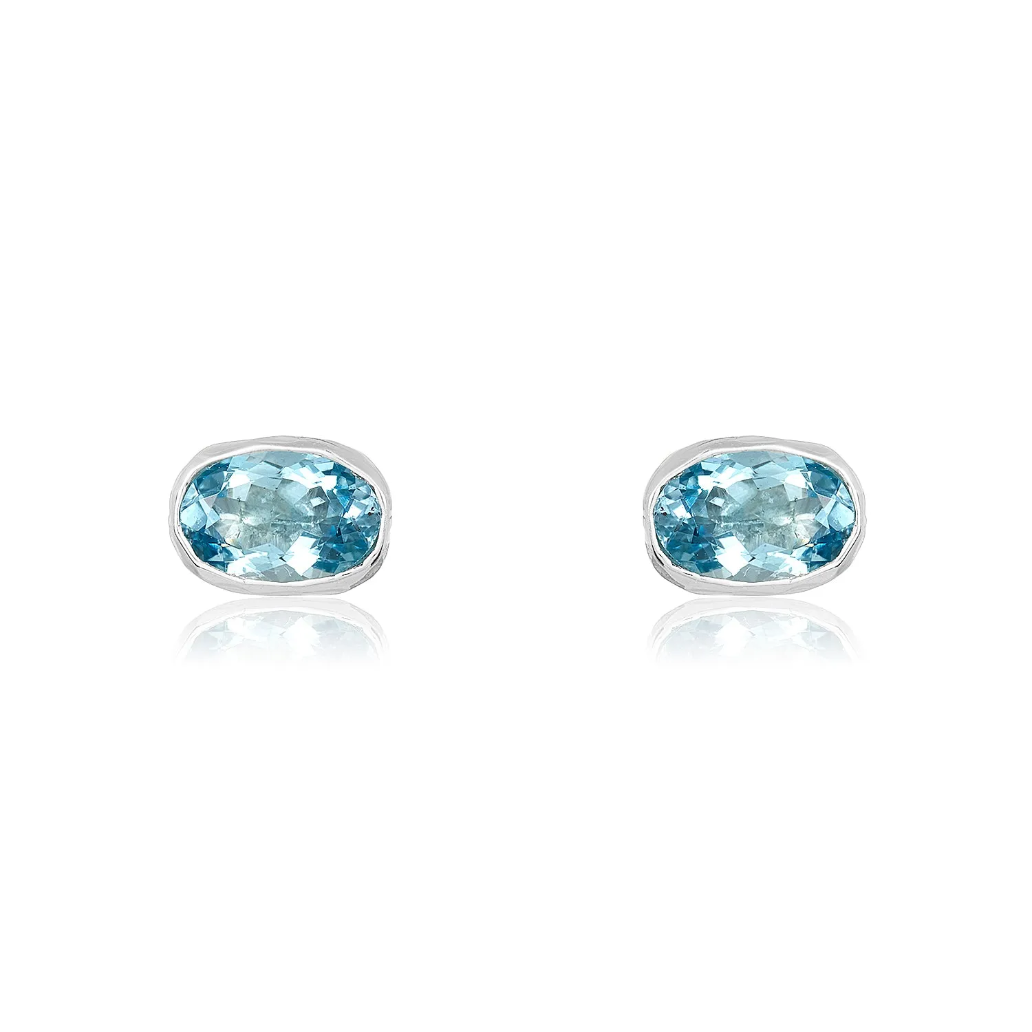 Aquamarine Silver Studs
