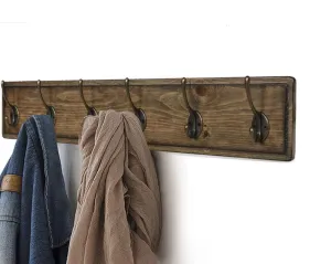 ArgoHome Coat Rack Wall Mounted, Wooden 27" Coat Hooks Scroll Hook - 6 Rustic Hooks, Solid Pine Wood. Perfect Touch for Entryway Bathroom Closet Room