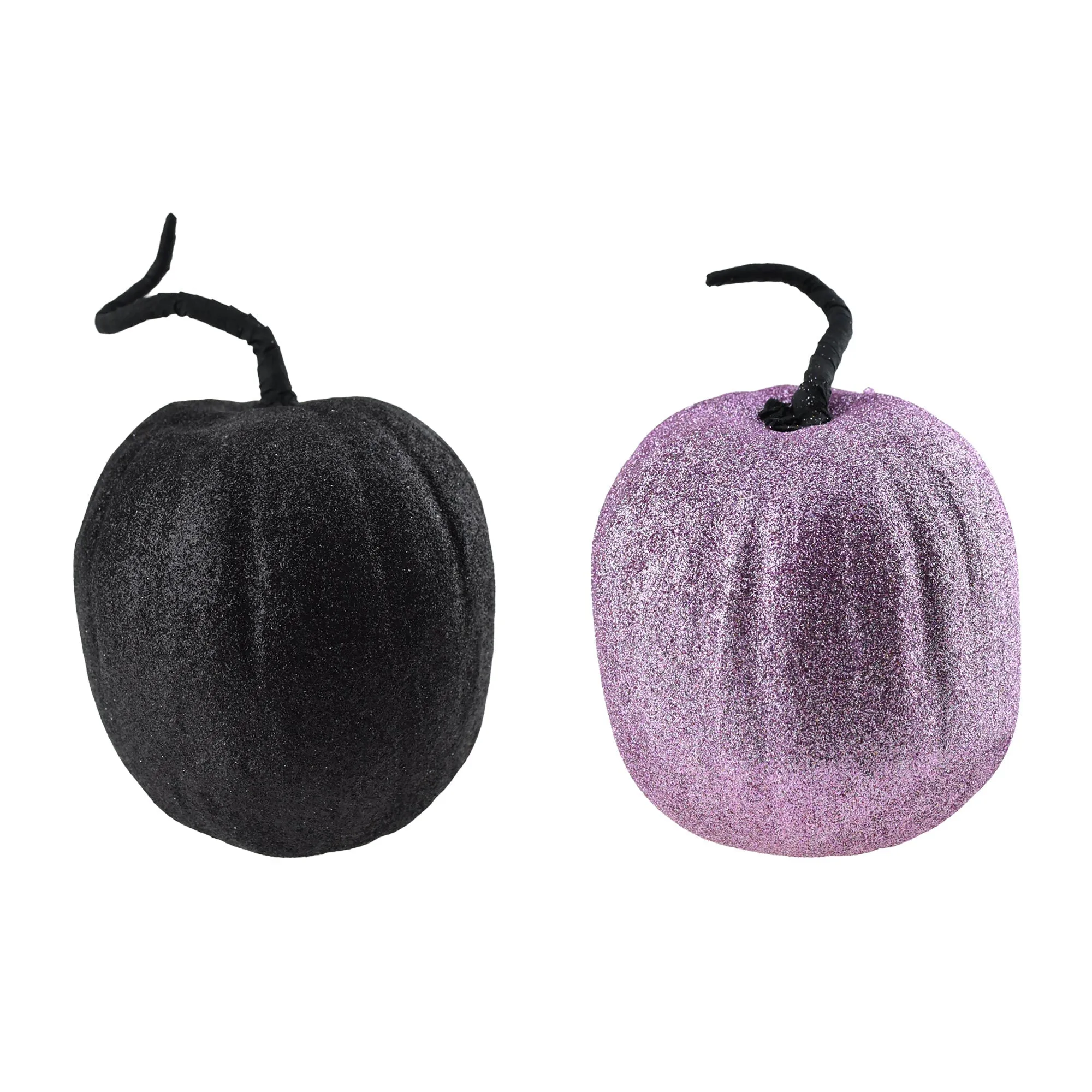 Artificial Glittered Foam Pumpkin Decor, 6-Inch