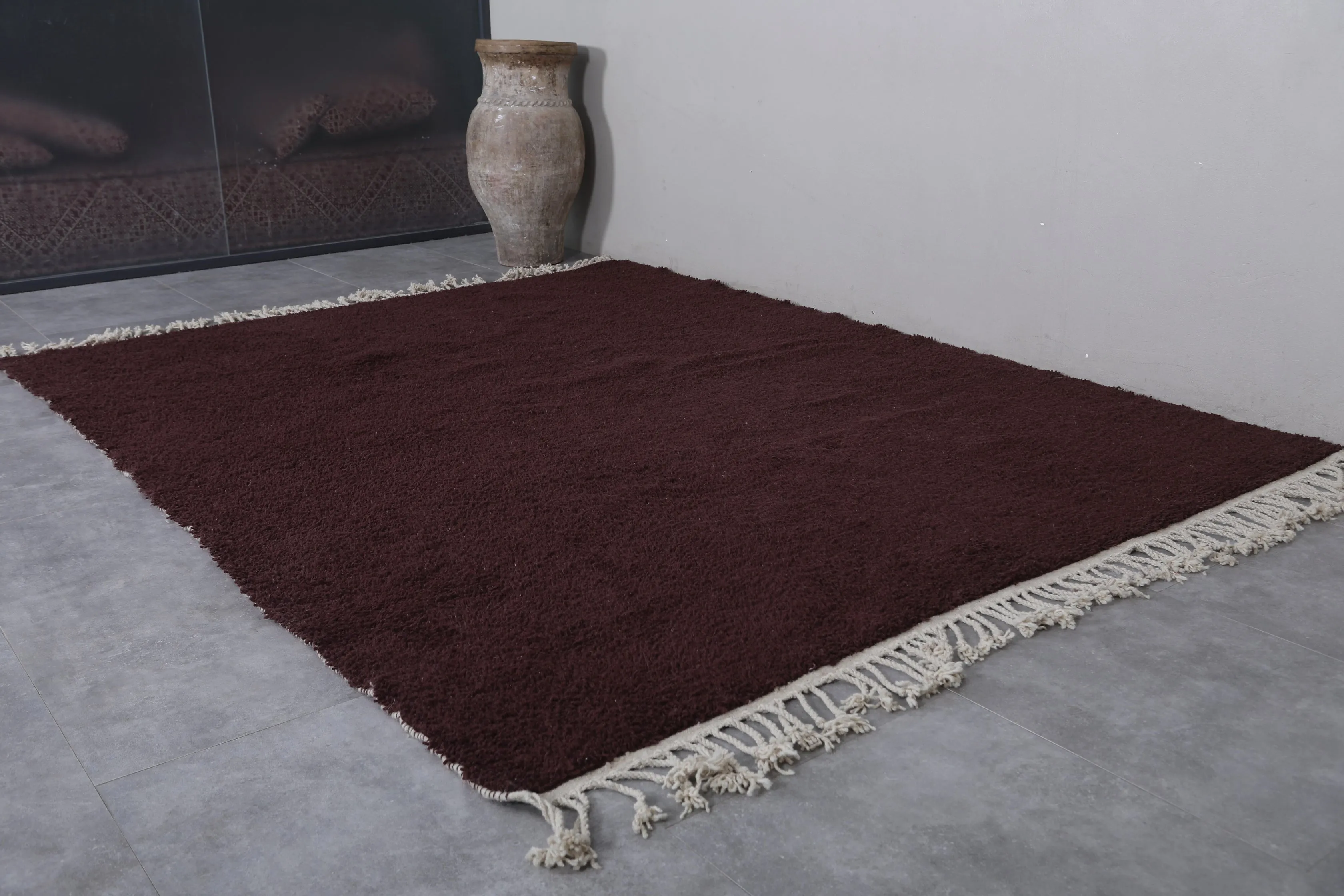 Authentic Beni ourain rug - Dark Brown Custom Rug - Wool rug