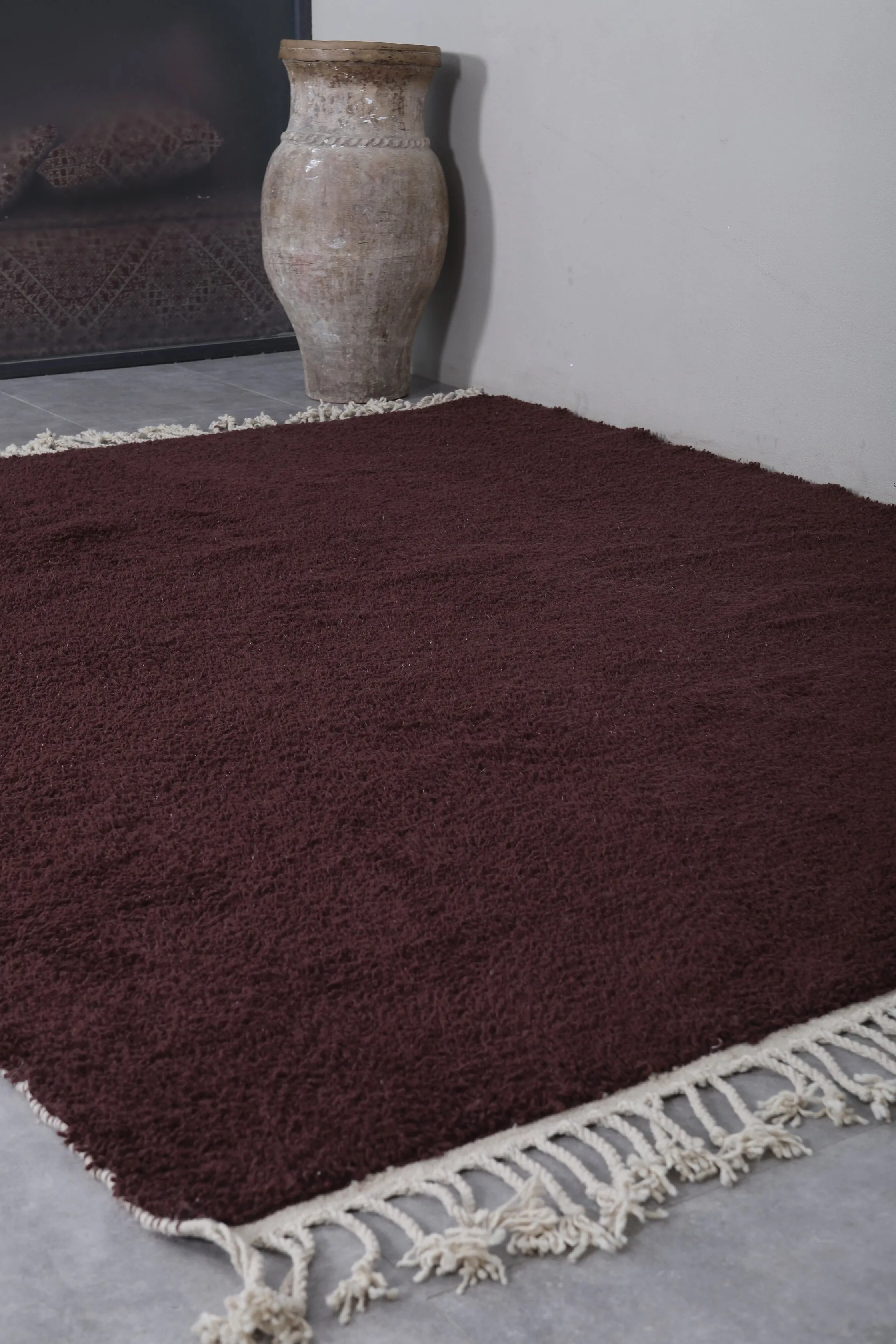 Authentic Beni ourain rug - Dark Brown Custom Rug - Wool rug