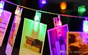 Awesome LED Photo Clips String lights on 15 Feet of flexible wire with timer, warm white. Enhance any space with your favourite pics, clippings, notes or cards!