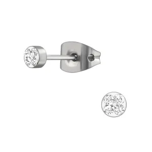 Baby Earrings:  Titanium Clear Crystal Baby Earrings