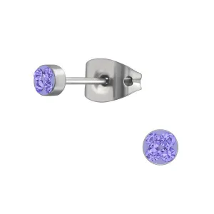 Baby Earrings:  Titanium Lavender Tanzanite AAA Crystal Baby Earrings