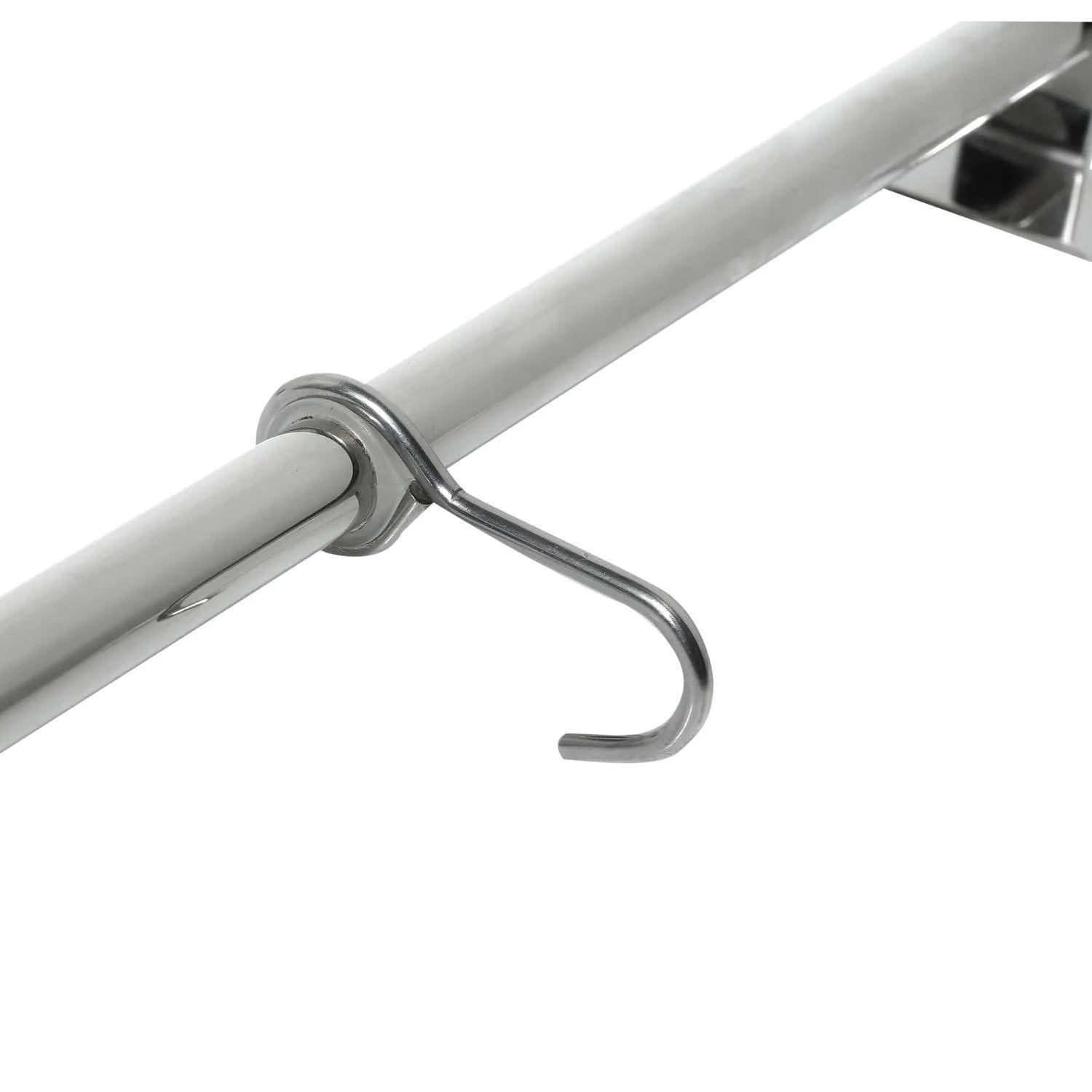 BAOEF Kitchen Sliding Hooks, Solid Stainless Steel Hanging Rack Rail with 12 Utensil Removable S Hooks for Towel, Pot Pan, Spoon, Loofah, Bathrobe, Wall Mounted
