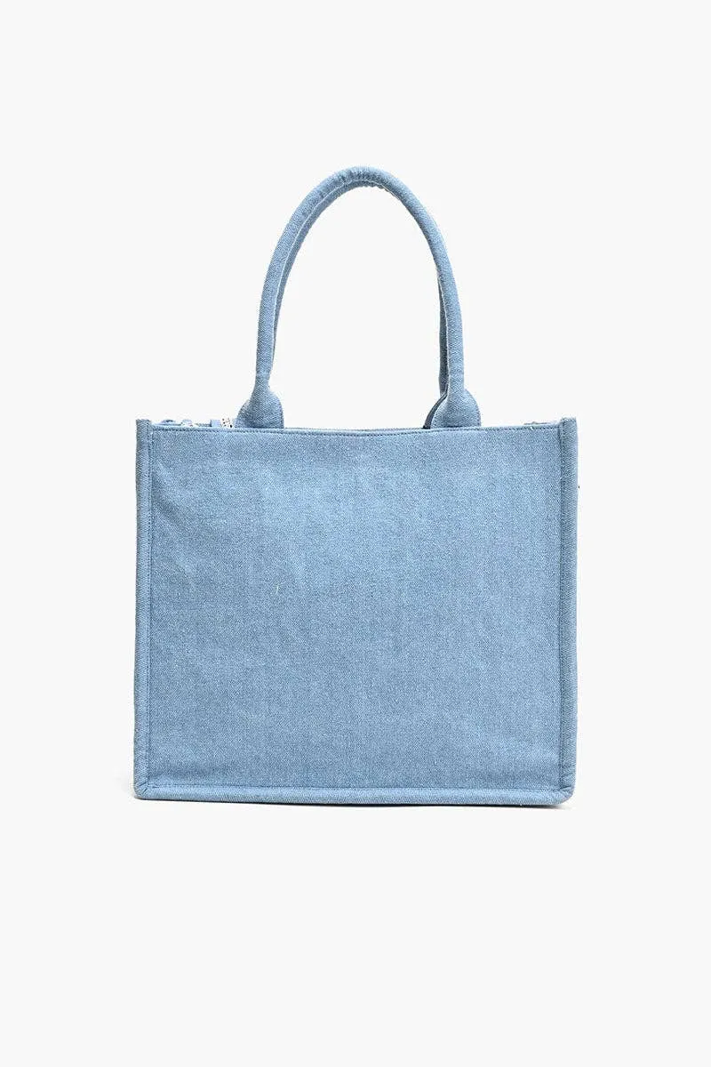 Beaded Denim Critter Shopper-Totally Turtle