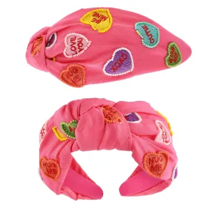 Beaded Valentine's Conversation Hearts Knotted Headband