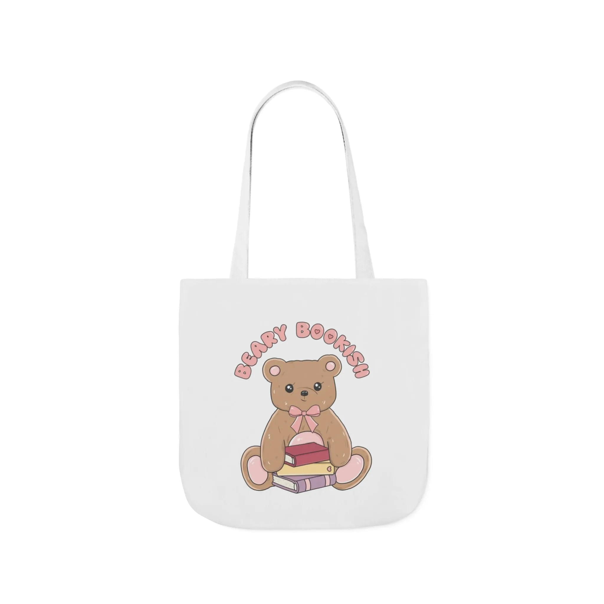 Beary Bookish Tote Bag - White