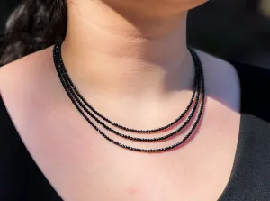 Black Spinel Triple Strand Necklace