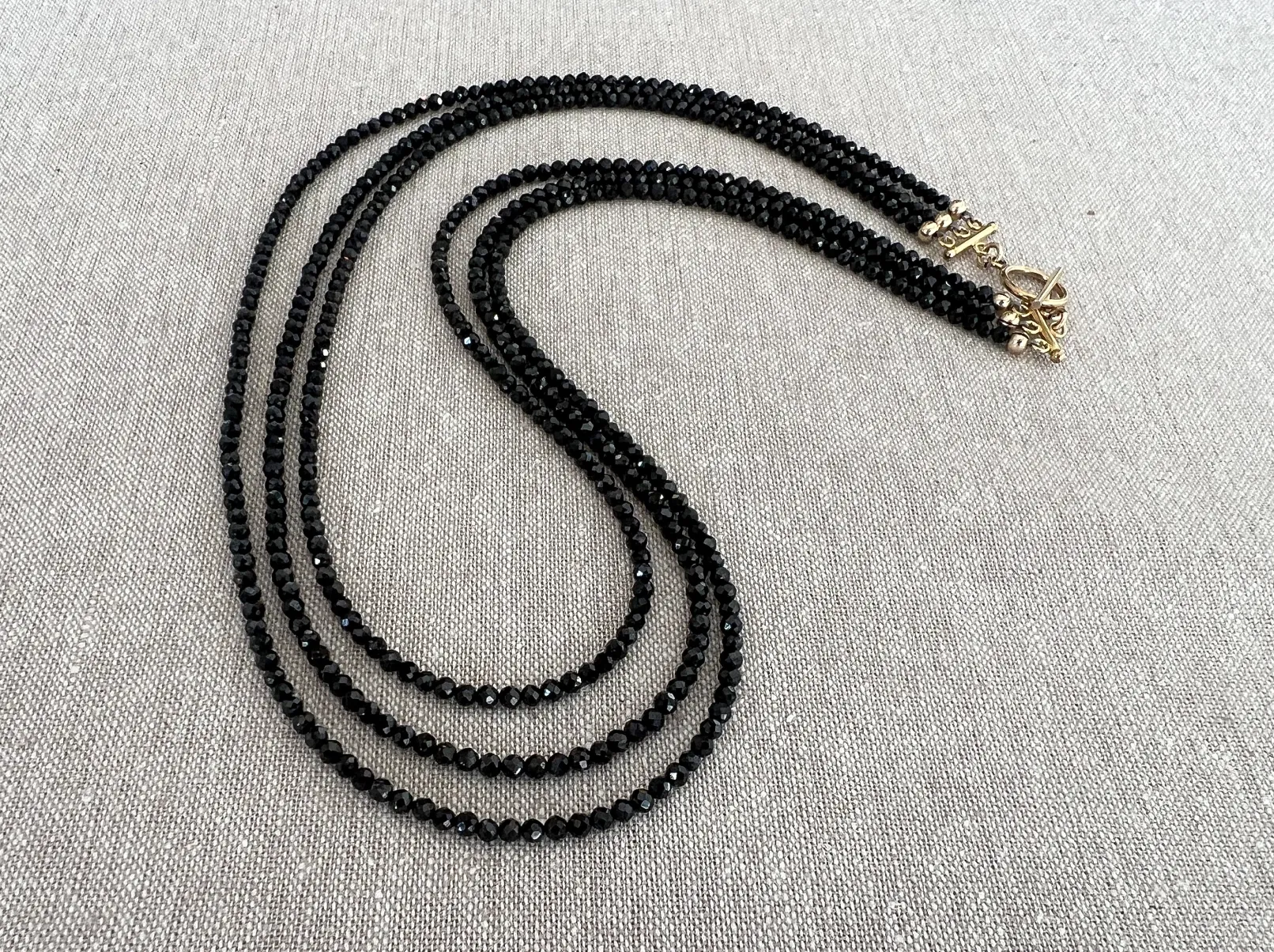 Black Spinel Triple Strand Necklace