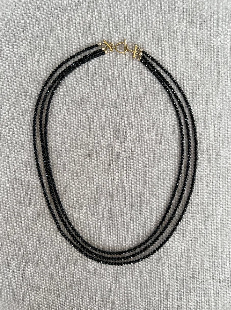 Black Spinel Triple Strand Necklace