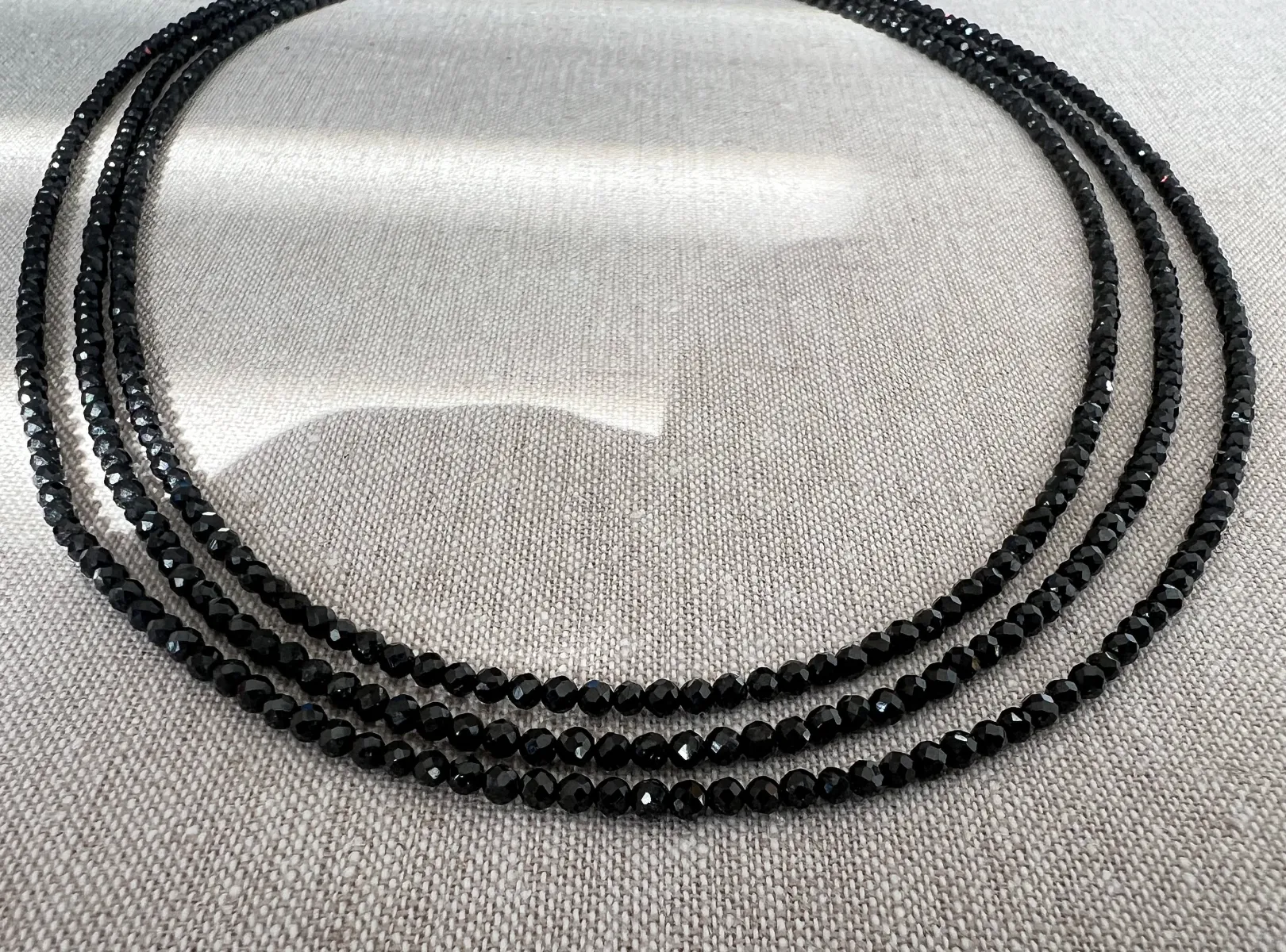 Black Spinel Triple Strand Necklace