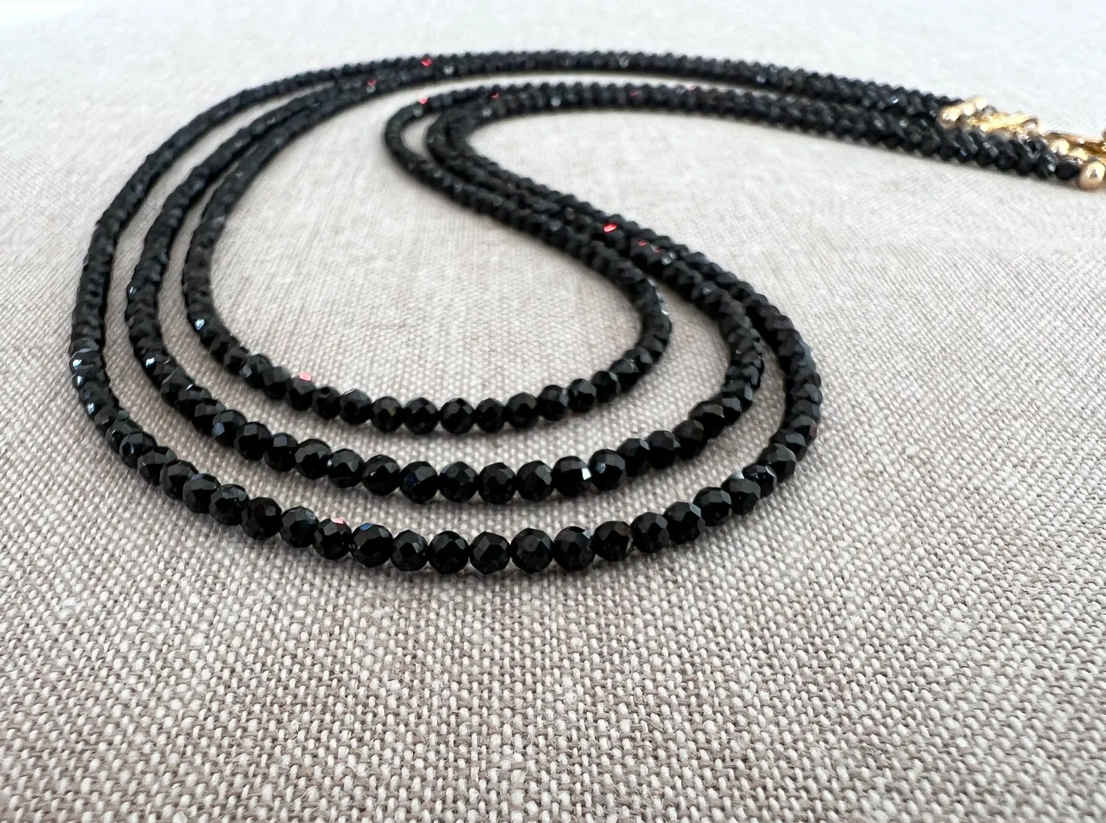 Black Spinel Triple Strand Necklace