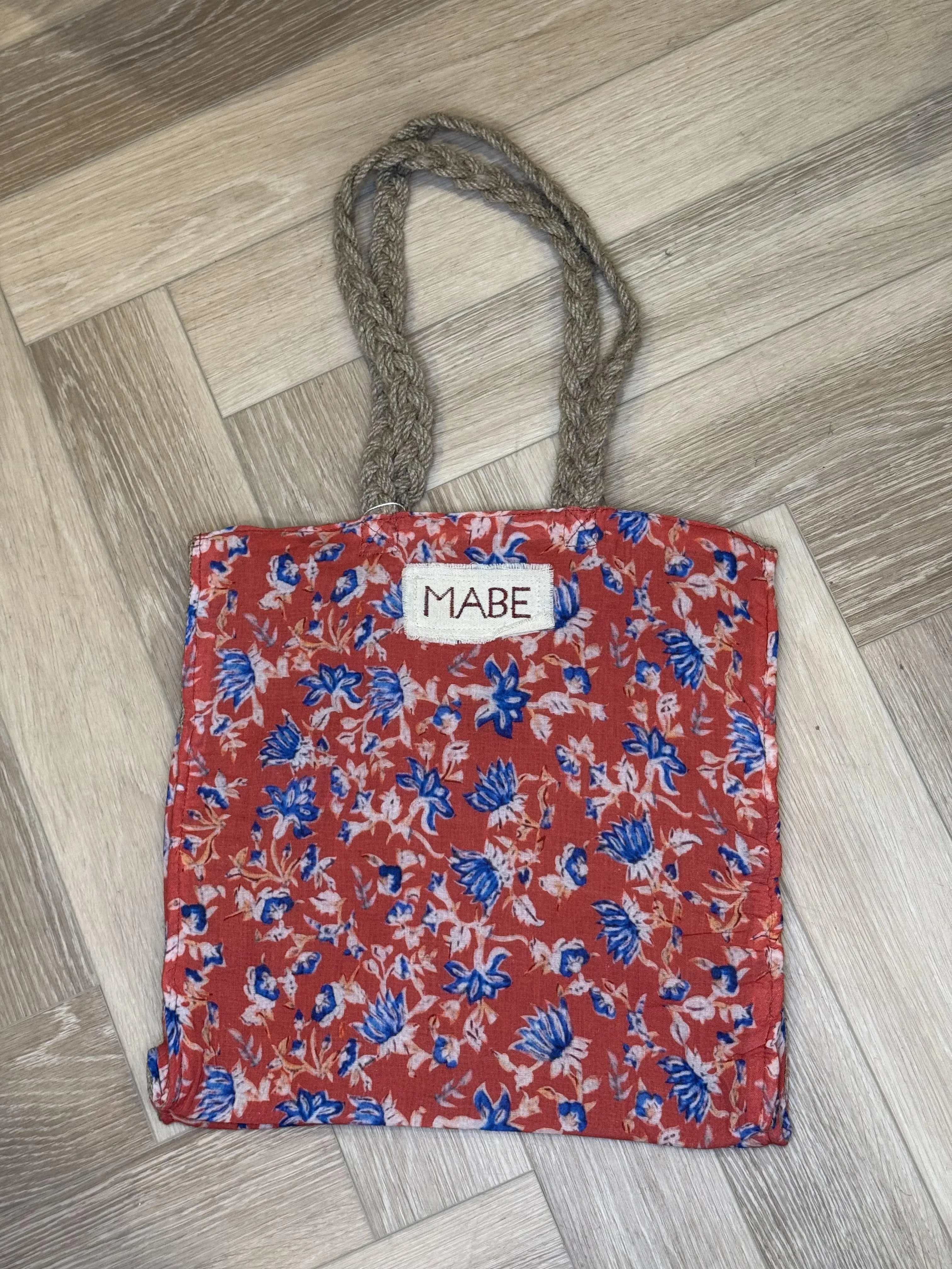 Blockprint & Jute Tote