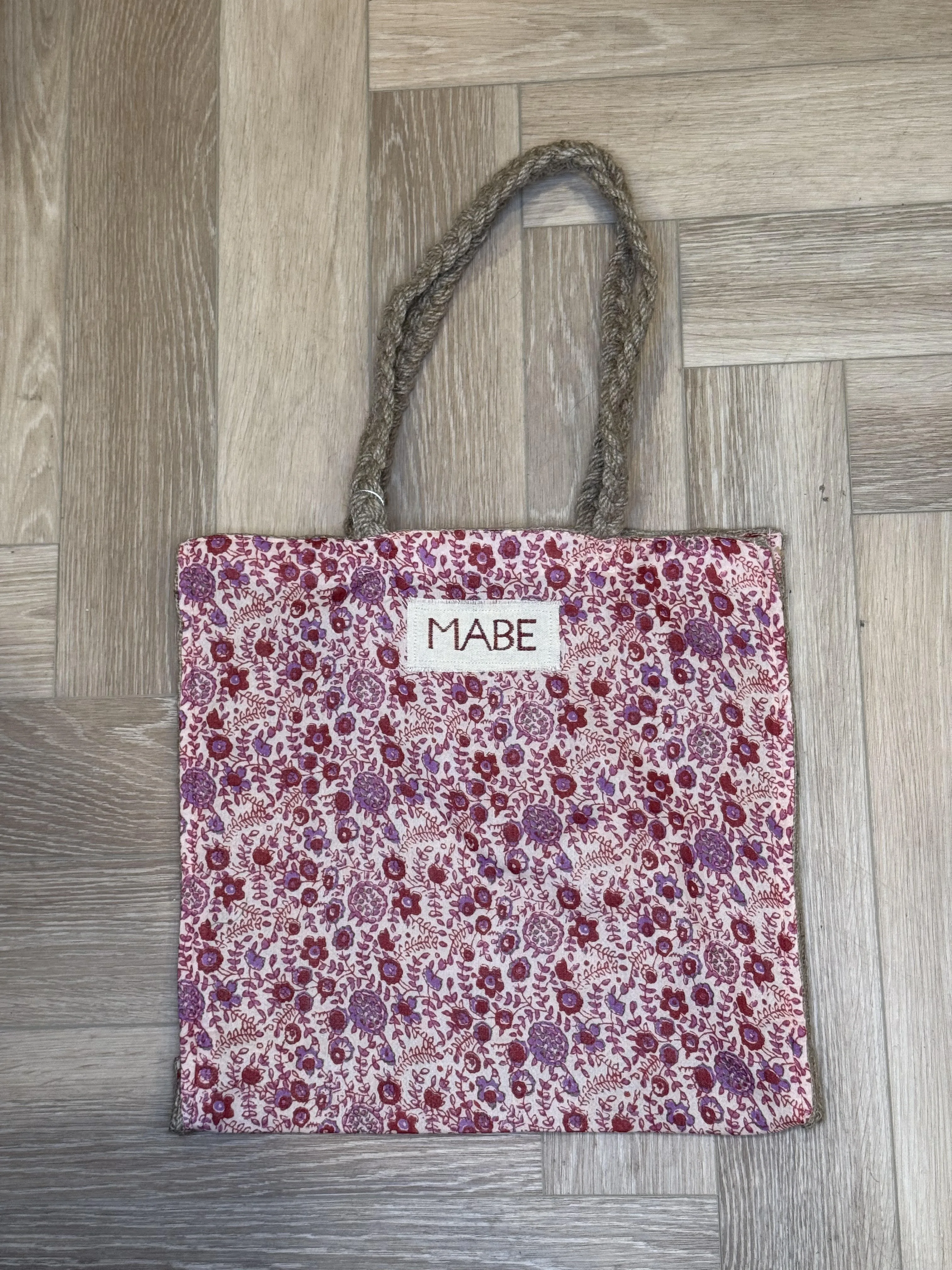 Blockprint & Jute Tote