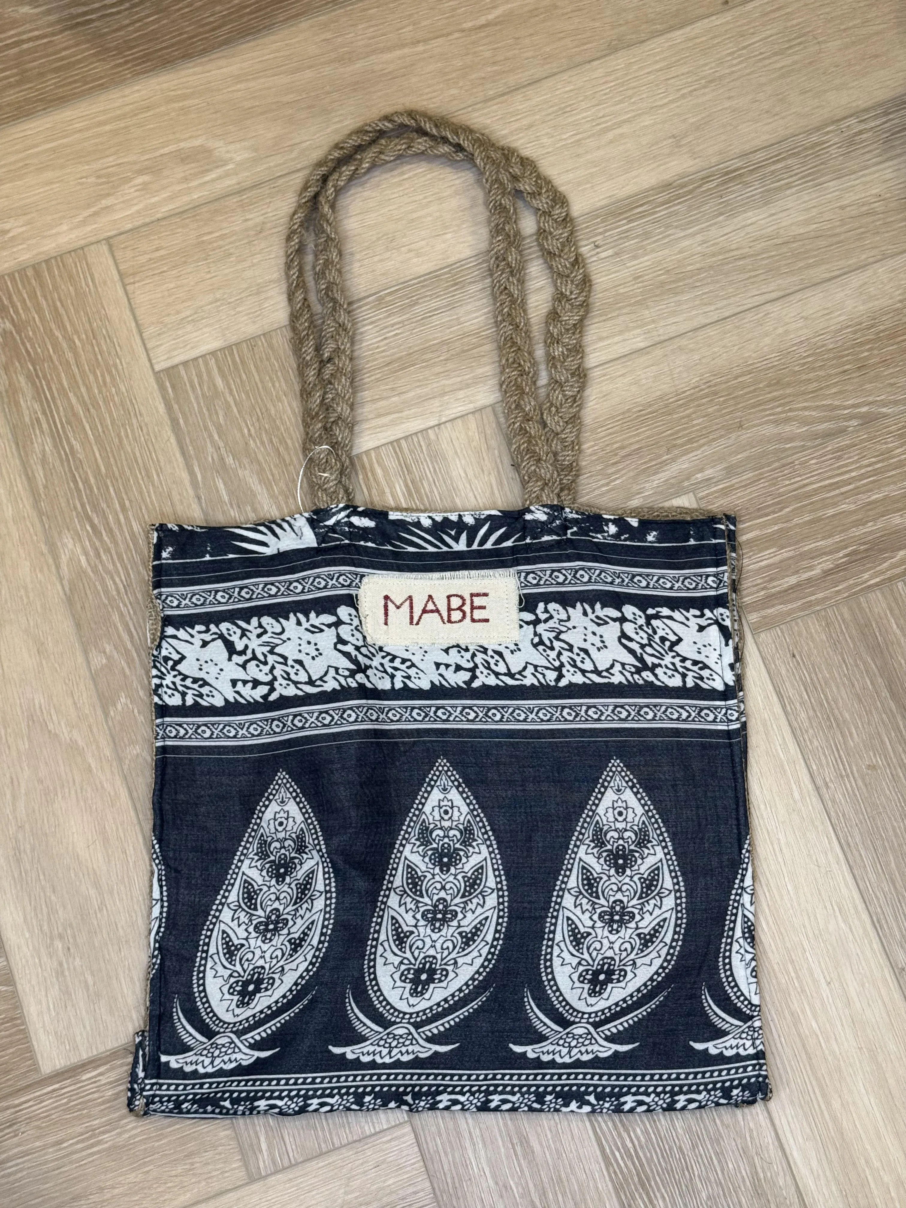 Blockprint & Jute Tote