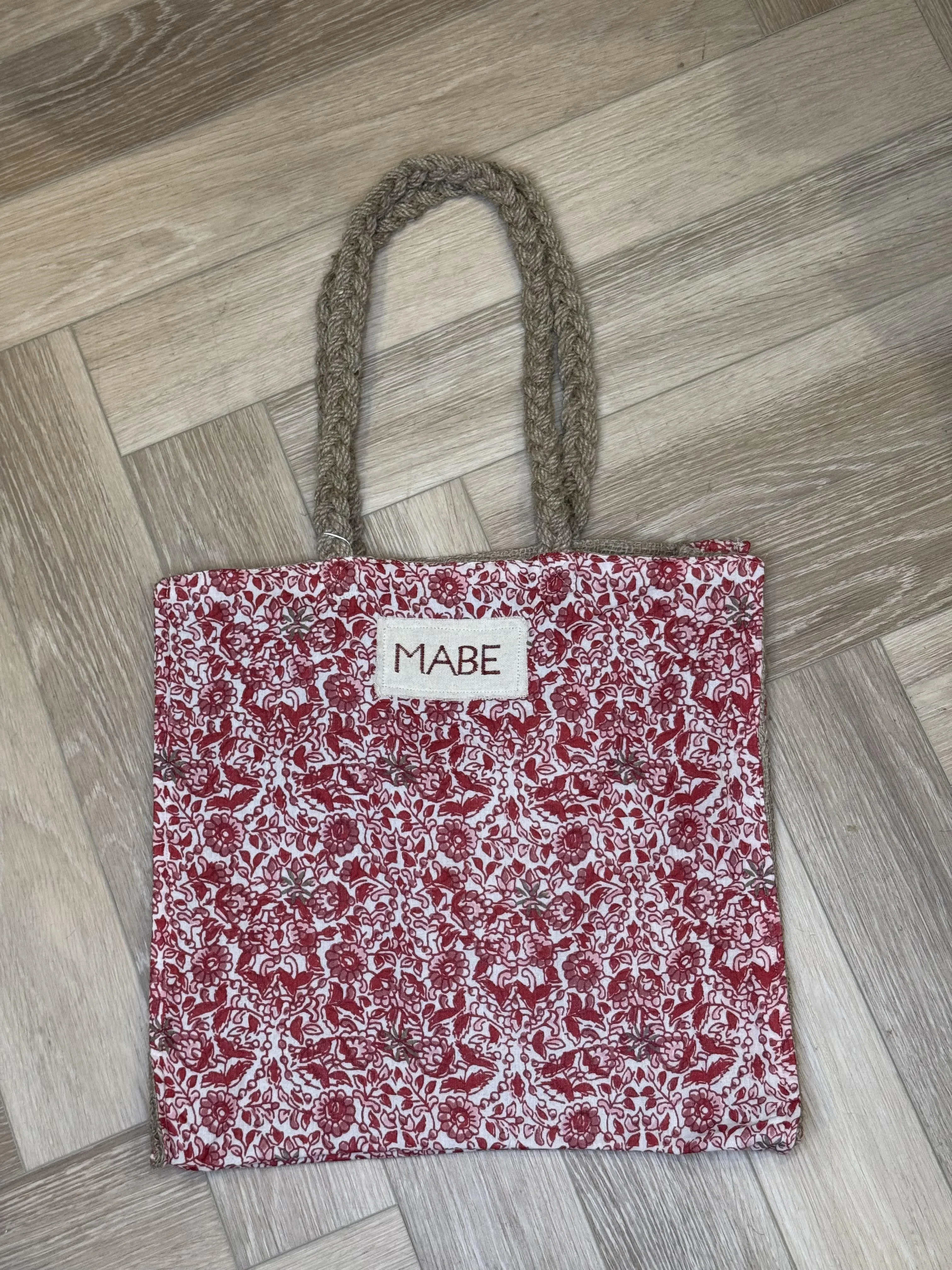 Blockprint & Jute Tote