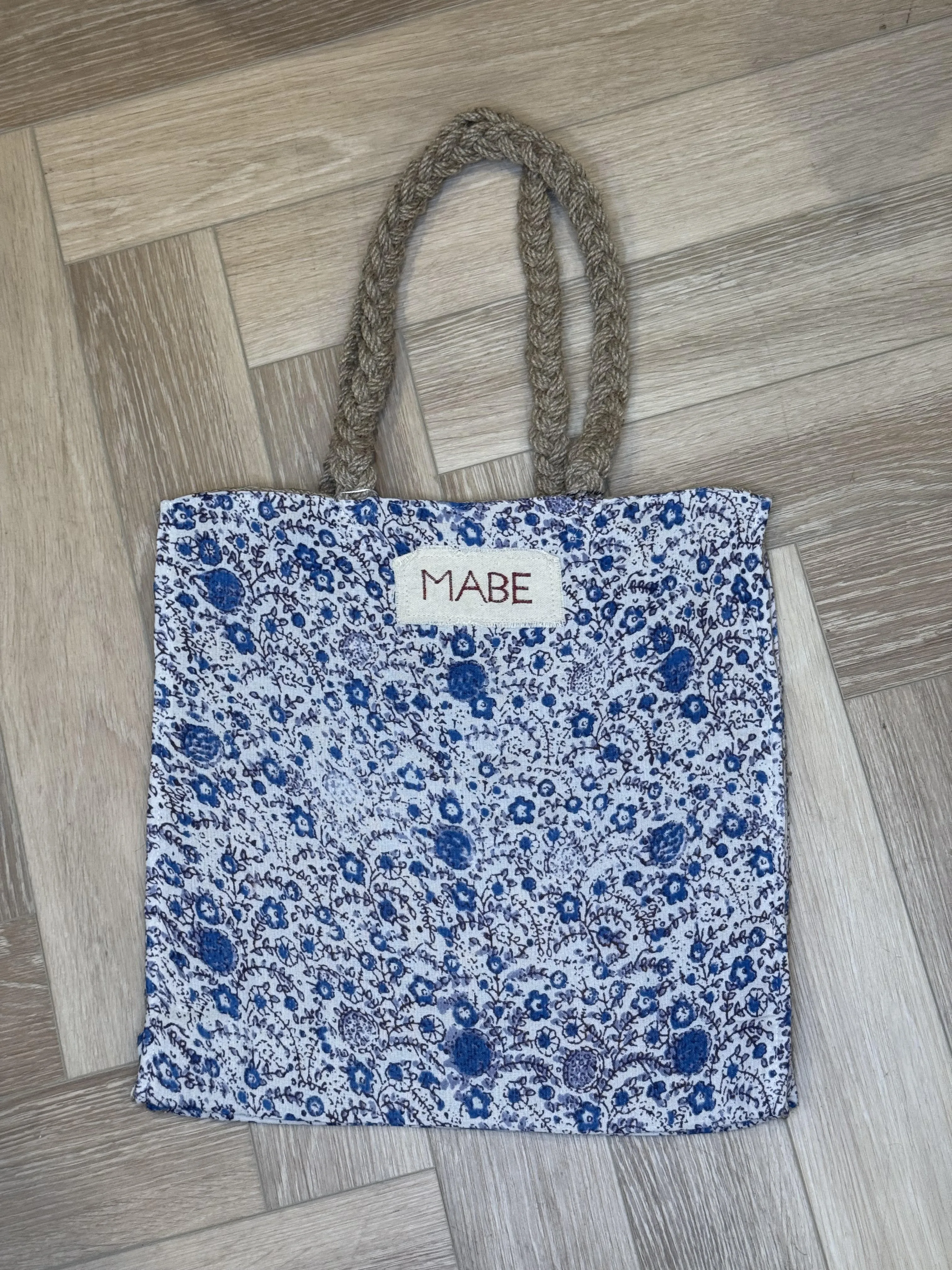 Blockprint & Jute Tote