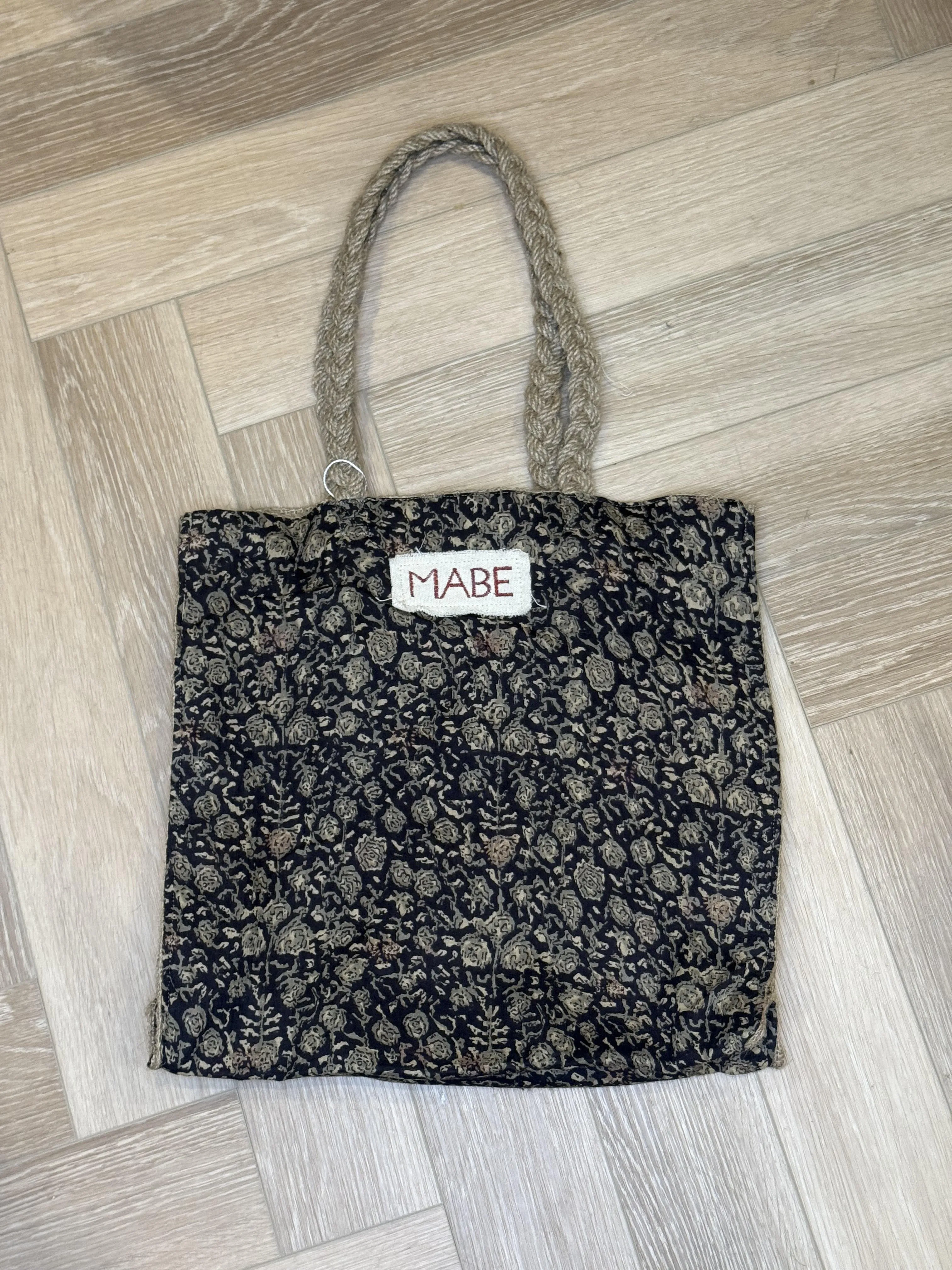 Blockprint & Jute Tote