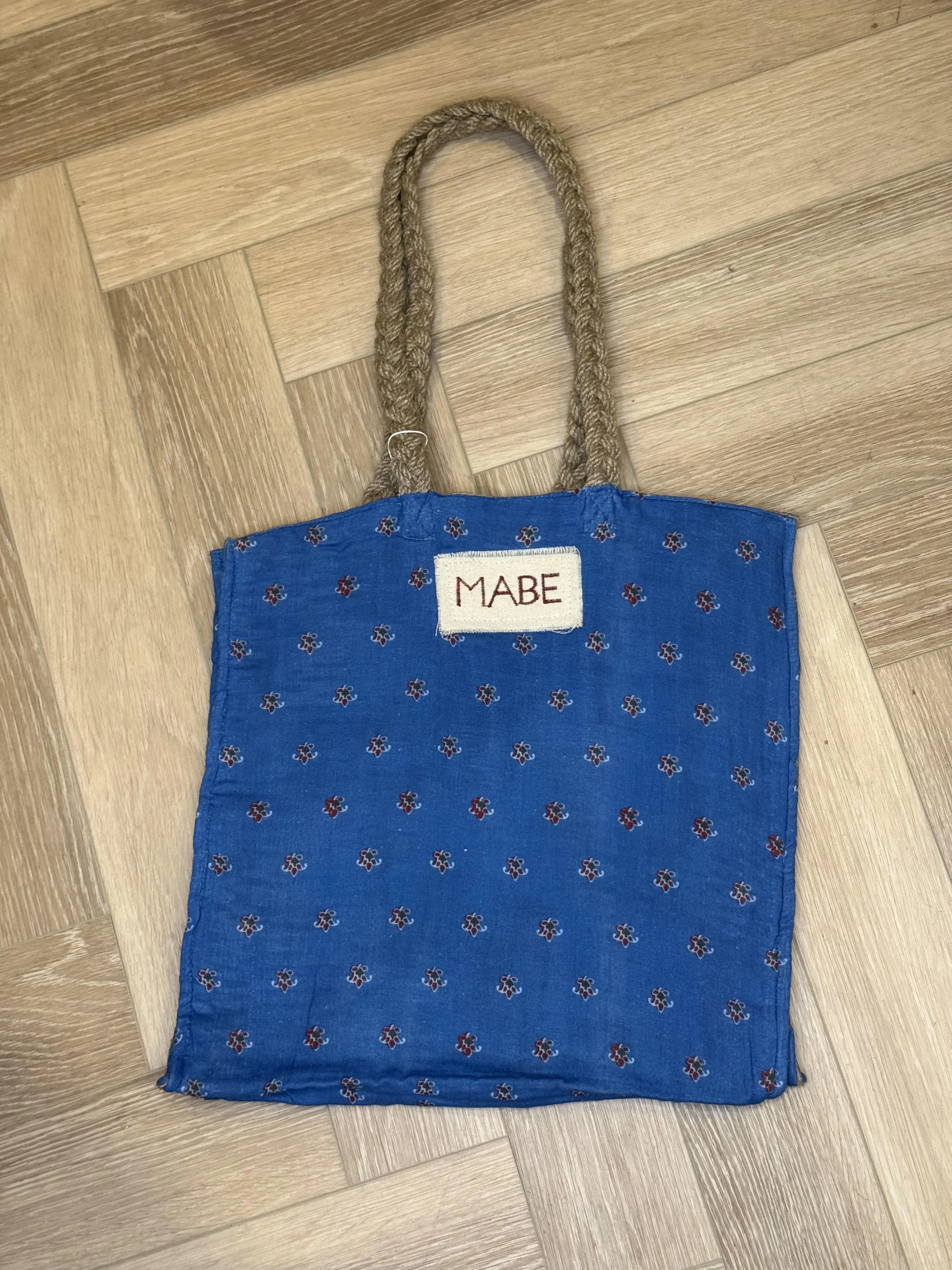 Blockprint & Jute Tote