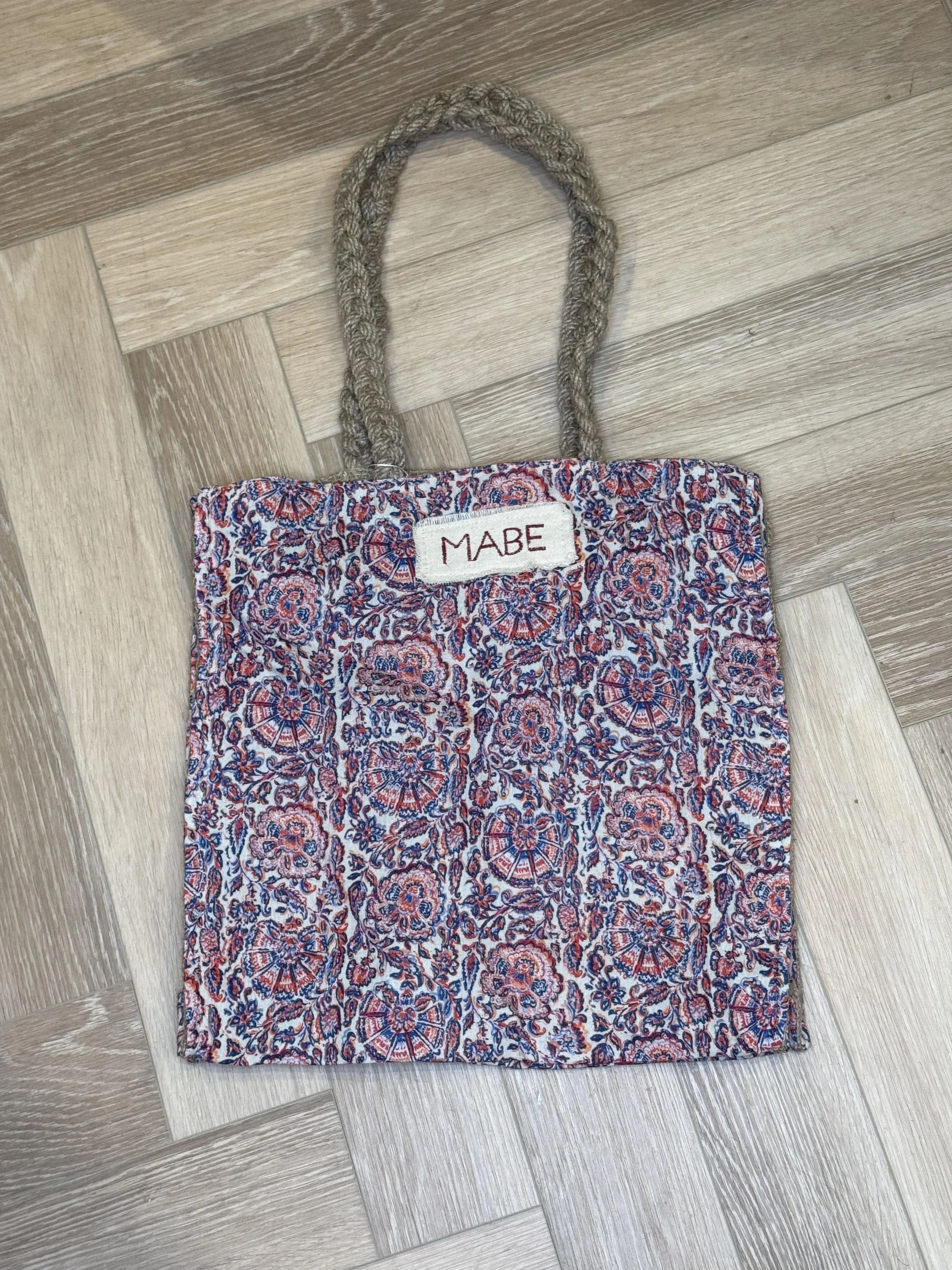 Blockprint & Jute Tote