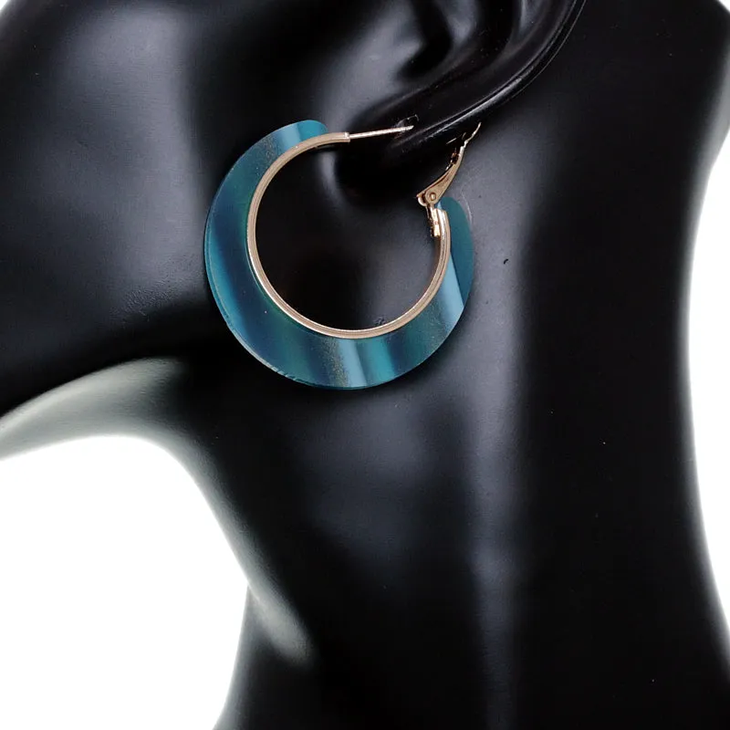 Blue Striped Mini Hoop Earrings