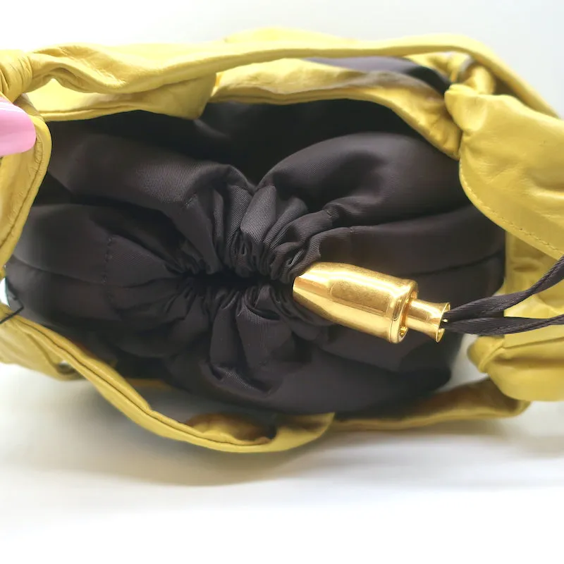 Bottega Veneta BV Tape Bucket Bag Mustard Leather & Brown Nylon Crossbody NEW