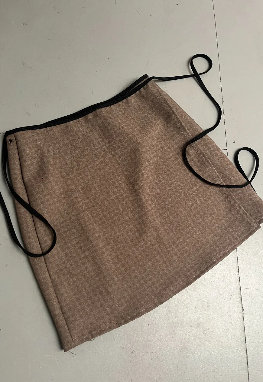 BROWN CHECK WRAP SKIRT *3RD GENERATION*