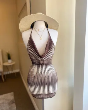 Brown Combo Mini Dress