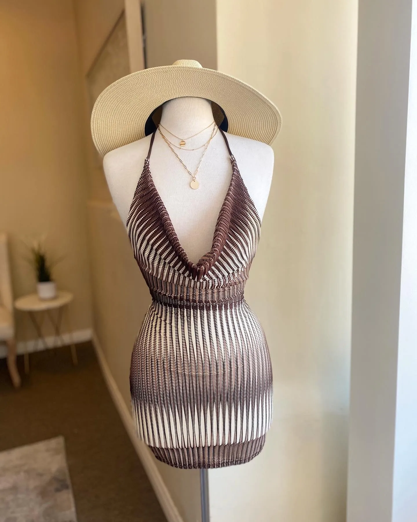 Brown Combo Mini Dress