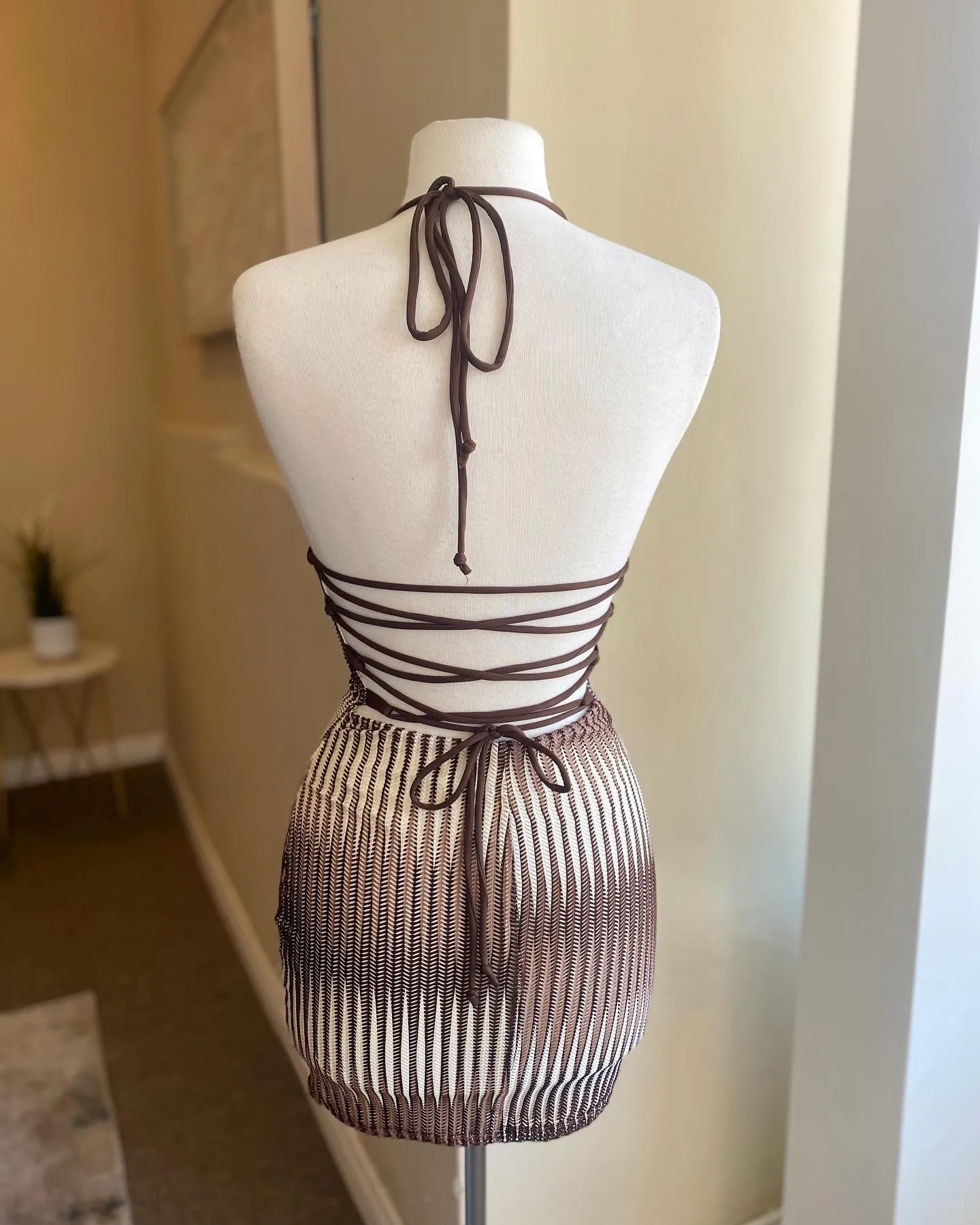 Brown Combo Mini Dress