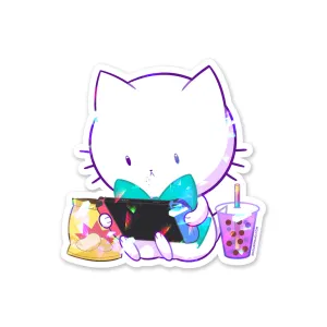 Bubble Kittea Gamer Sparkly Sticker