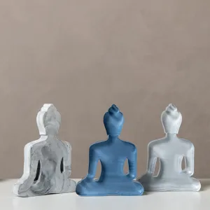 Buddha statue set of 3 - Concrete, Blue and Gray