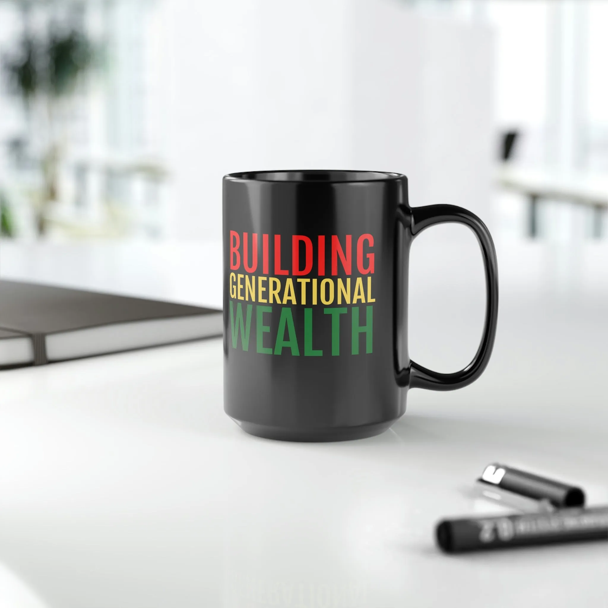 Building Generational Wealth (BHM Edition) Black Mug, 15oz