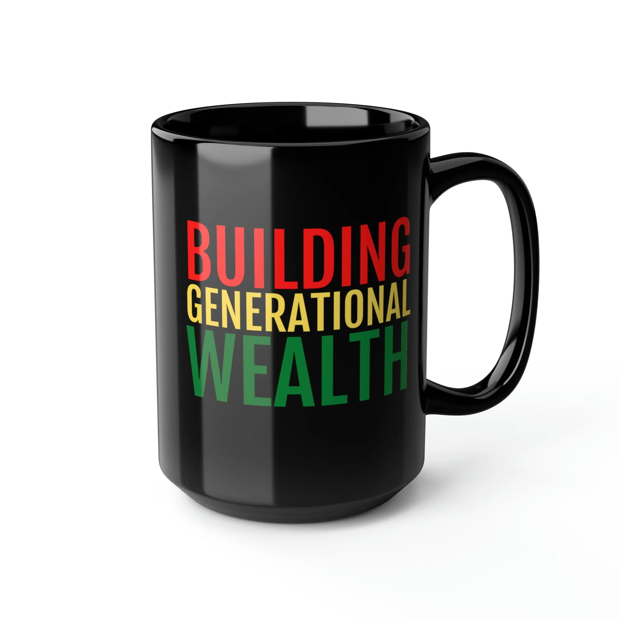 Building Generational Wealth (BHM Edition) Black Mug, 15oz
