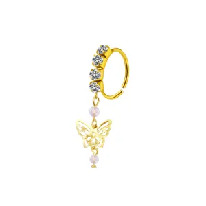 Butterfly Bead Dangle Nose Hoop