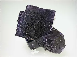 Calcite on Fluorite, Rosiclare Level Minerva #1 Mine, Ozark-Mahoning Company, Cave-in-Rock District, Southern Illinois, Mined ca. 1992-1993, Koster Collection #00172, Miniature 3.0 x 4.0 x 4.0 cm, $45. Online 03/04.  SOLD.