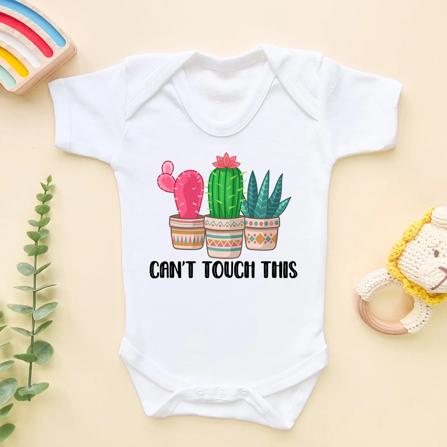 Can't Touch This Funny Cactus Plants Baby Bodysuit