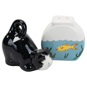 Cat/Fish Bowl Ceramic Salt & Pepper