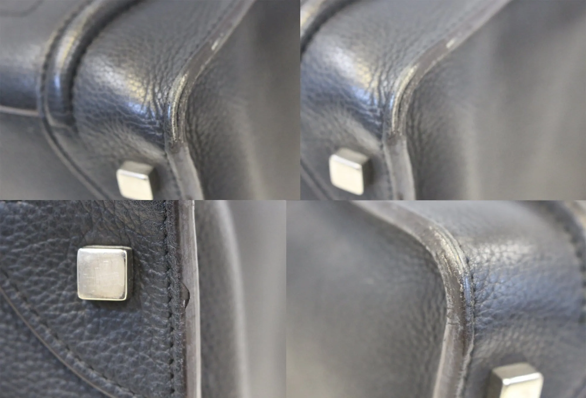 CELINE Black Leather Mini Luggage Tote Bag