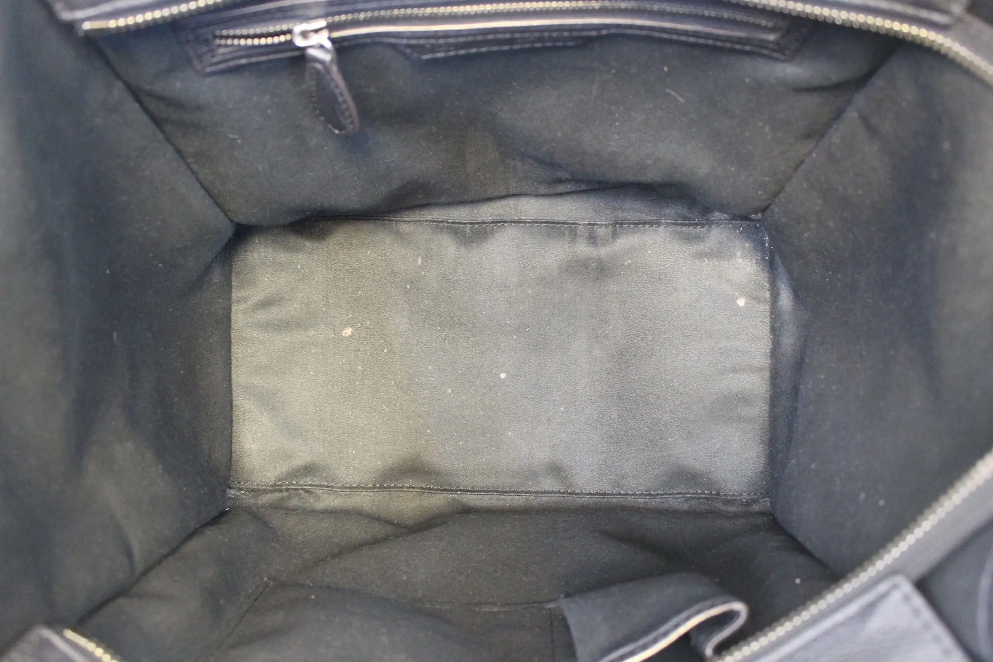 CELINE Black Leather Mini Luggage Tote Bag