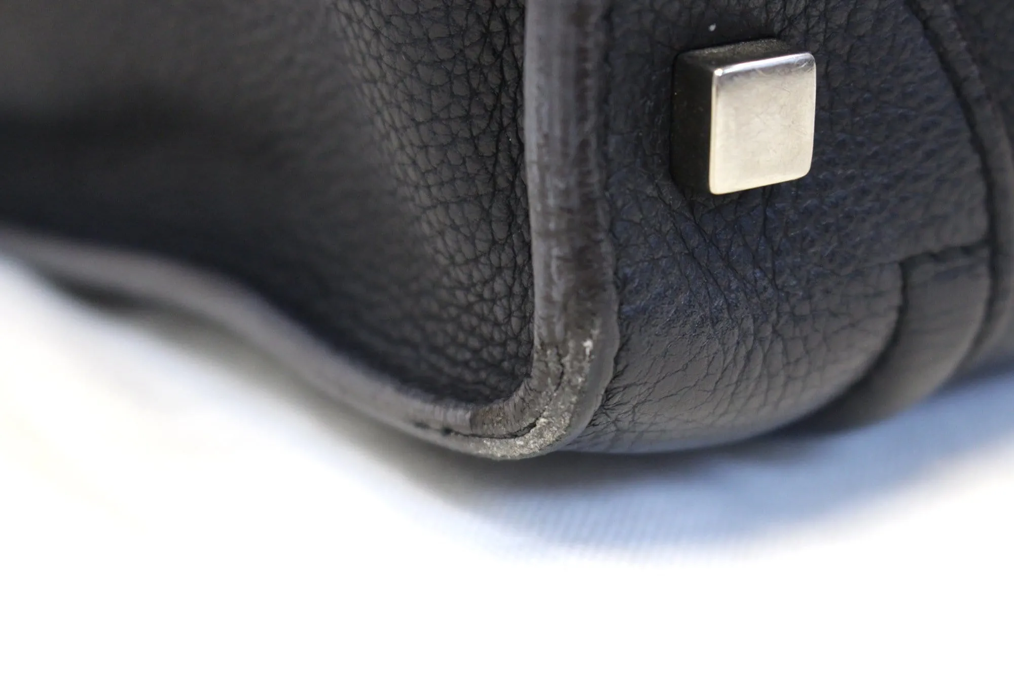 CELINE Black Leather Mini Luggage Tote Bag