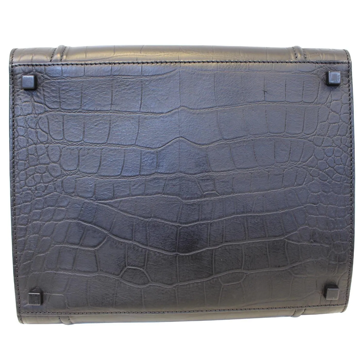 CELINE Croc Stamped Embossed Leather Medium Phantom Luggage Tote Bag