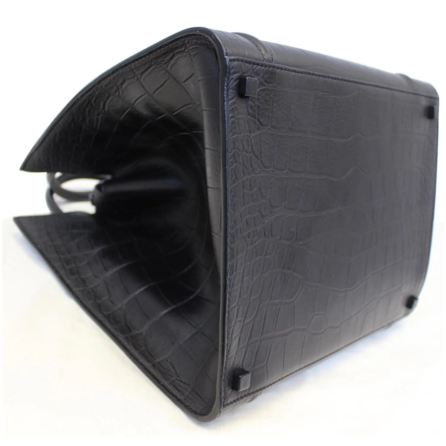 CELINE Croc Stamped Embossed Leather Medium Phantom Luggage Tote Bag