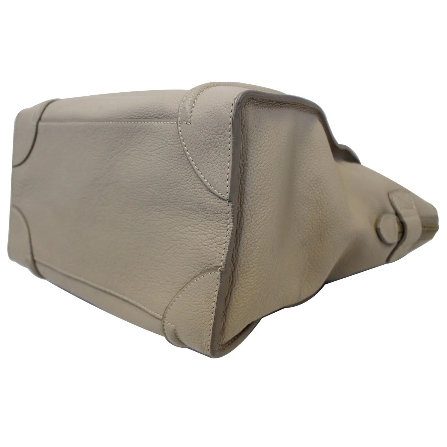 Celine Drummed Calfskin Leather Mini Luggage Tote Bag Dune