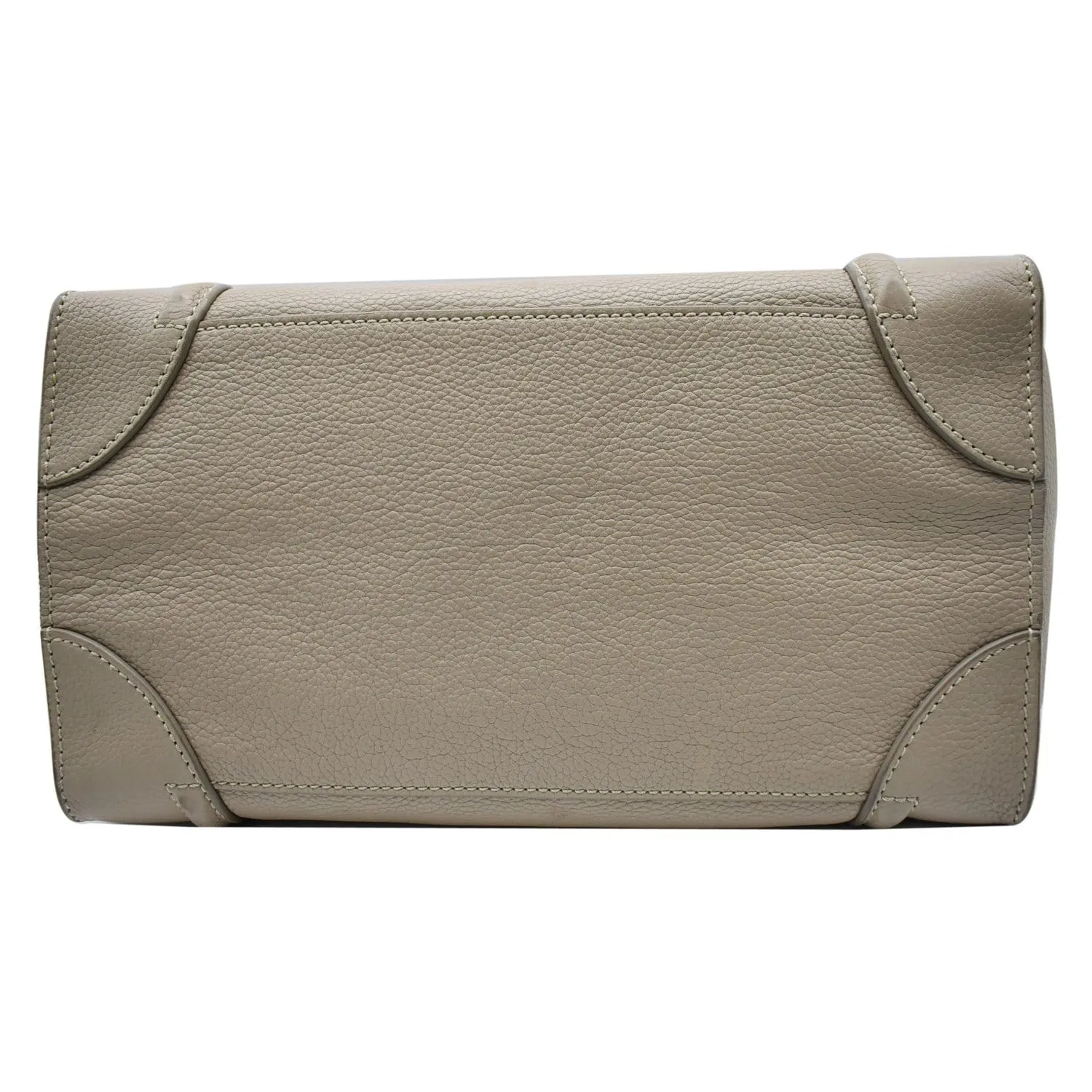 CELINE Drummed Mini Luggage Calfskin Leather Tote Bag Dune