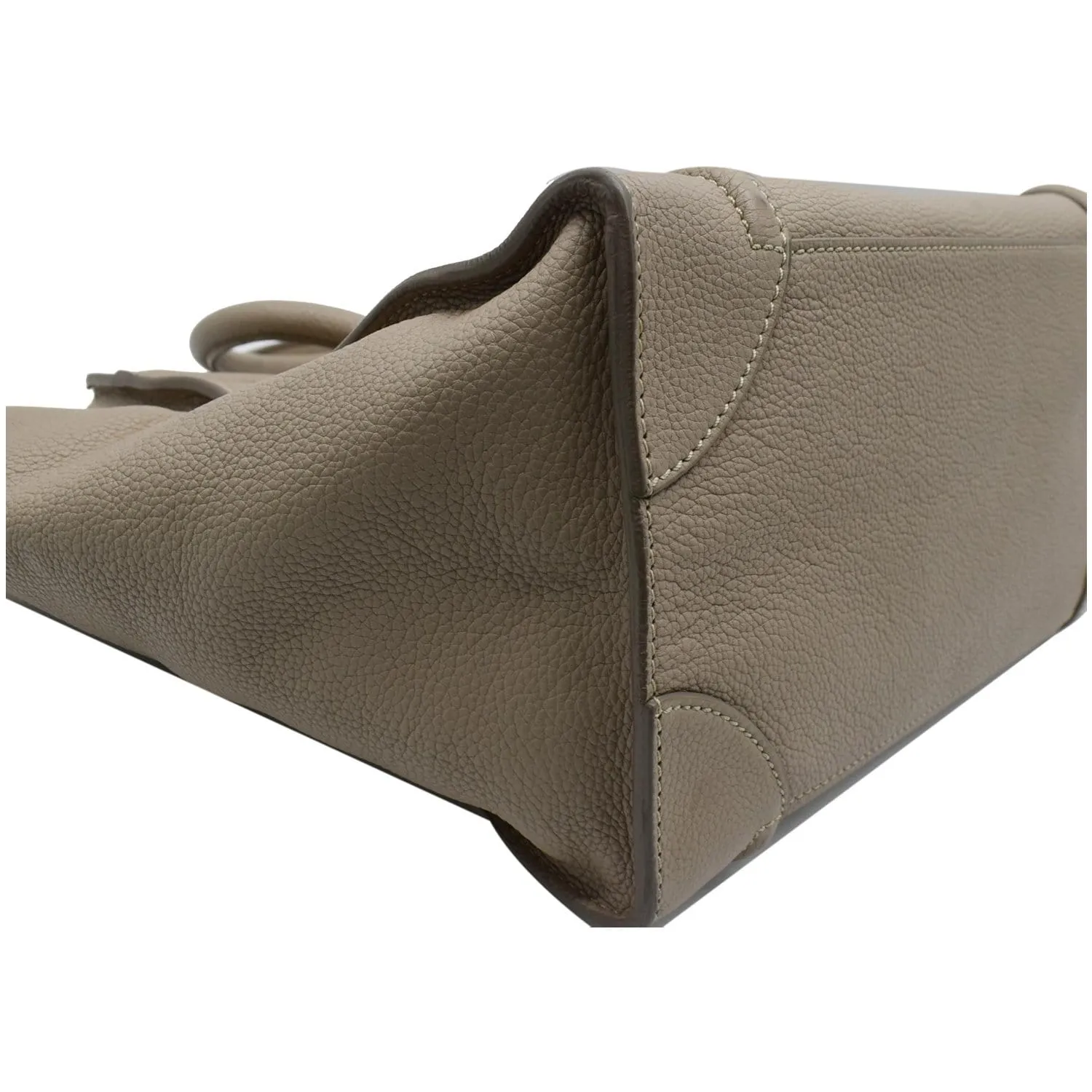 CELINE Drummed Mini Luggage Calfskin Leather Tote Bag Dune