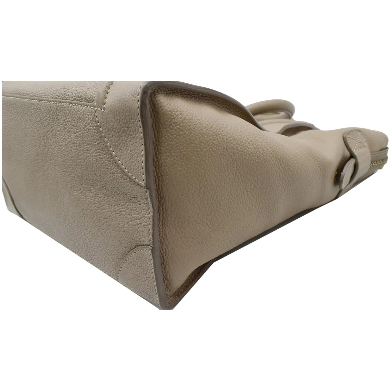 CELINE Drummed Mini Luggage Calfskin Leather Tote Bag Dune
