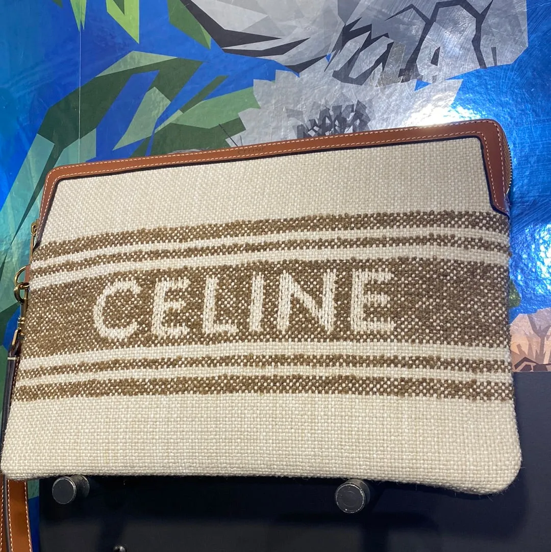 Celine Fabric Small Pouch with Strap